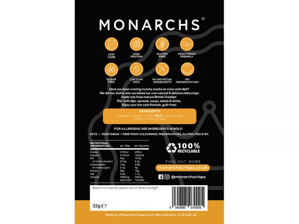 Monarchs Pure Cheese Crisps - Tangy Mature Cheddar