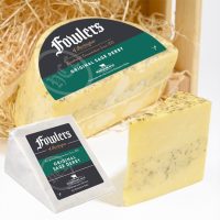 Sage Derby Cheese wedge and half moon