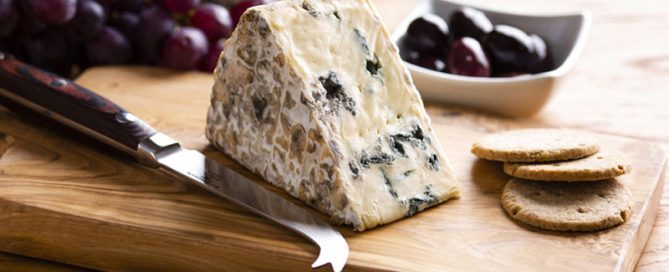 Hartington Dovedale blue Cheese Wedge on cheese board