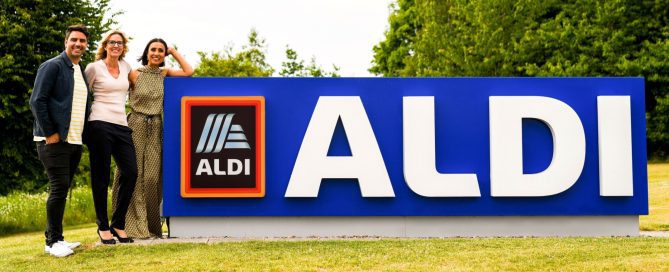 Hartington Creamery next to Aldi Sign