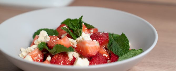 mint strawberry and cheese salad