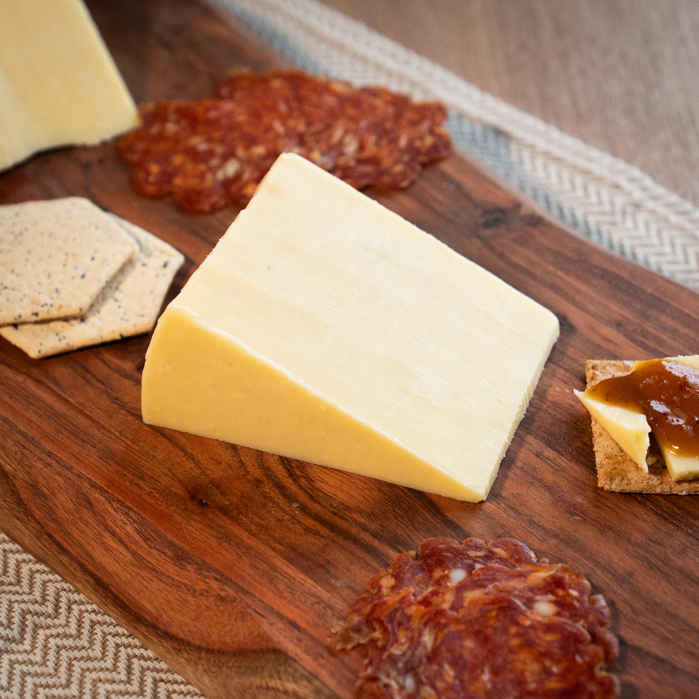 Traditional derby cheese with chorizo