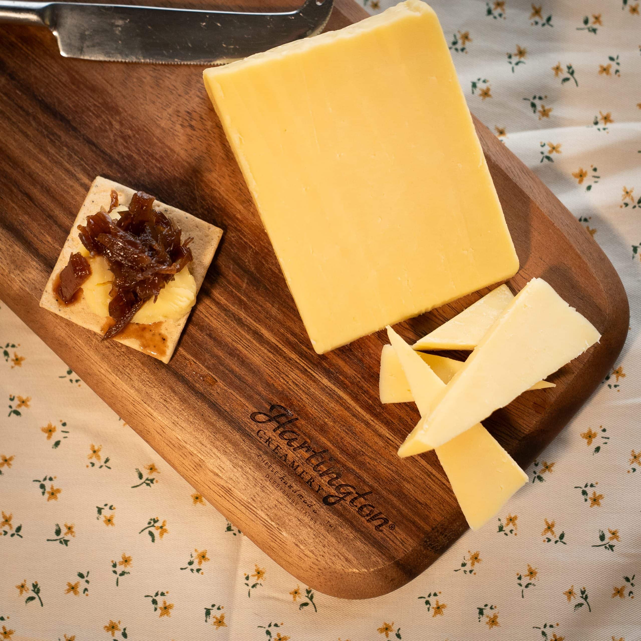 Traditional derby cheese on a cheese board
