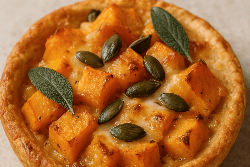 Roasted Squash & Traditional Derby Cheese Tartlet