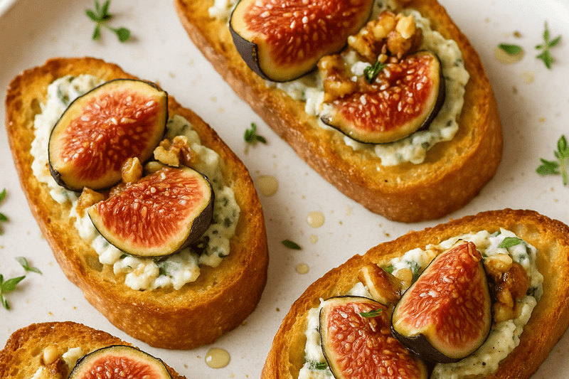 Skegness Blue Cheese & Fig Crostini with Honey & Walnuts