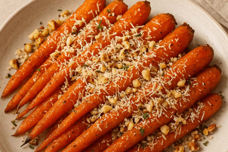 Honey-Roasted Carrots with Traditional Derby & Hazelnut Topping