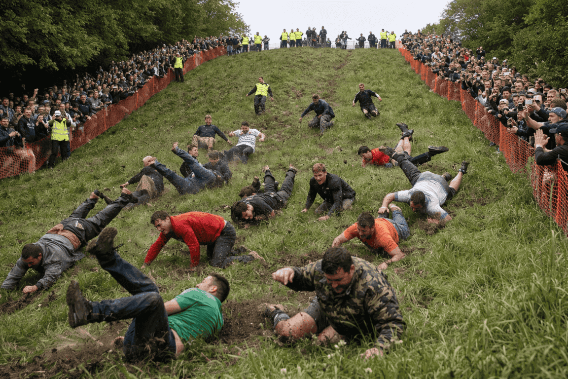 Cheese rolling festival at Coopers Hill