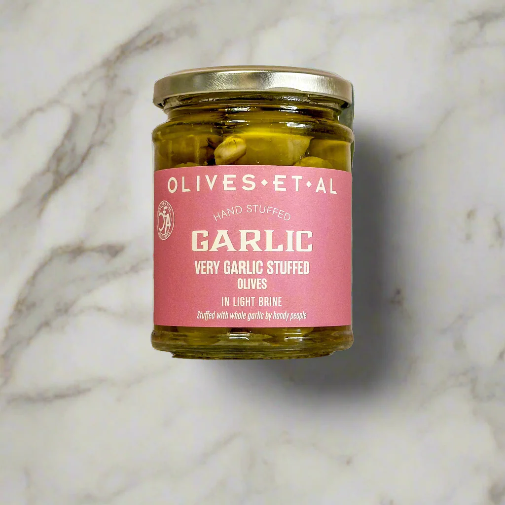 Taverna garlic pitted olives